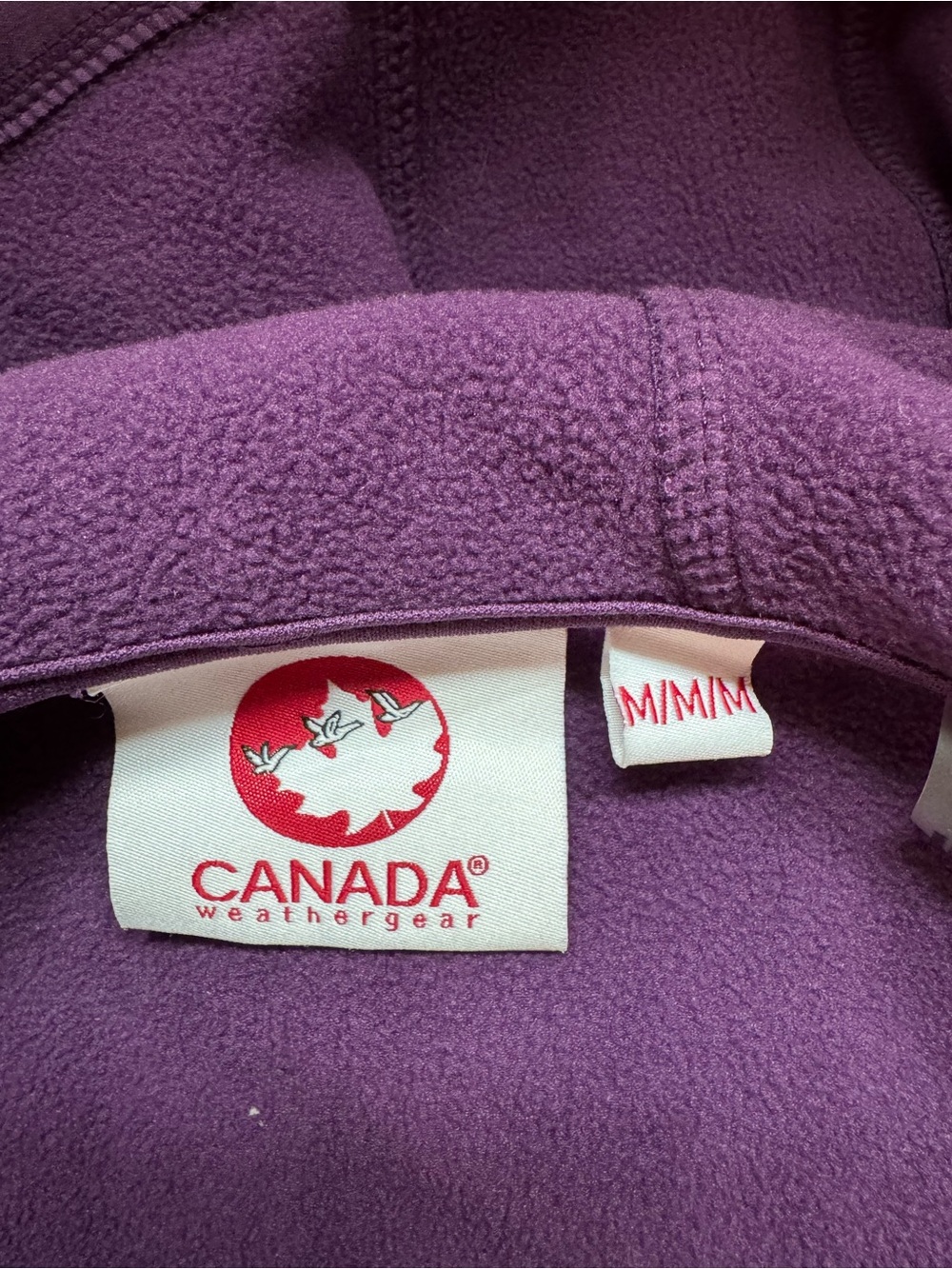 Canada Weather Gear M Purple Fleece Softshell Hooded Jacket Full Zip Gorpcore - Picture 8 of 12